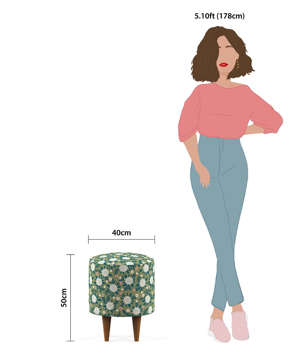 Chumbak French Pouffe - Spring Marigold Green