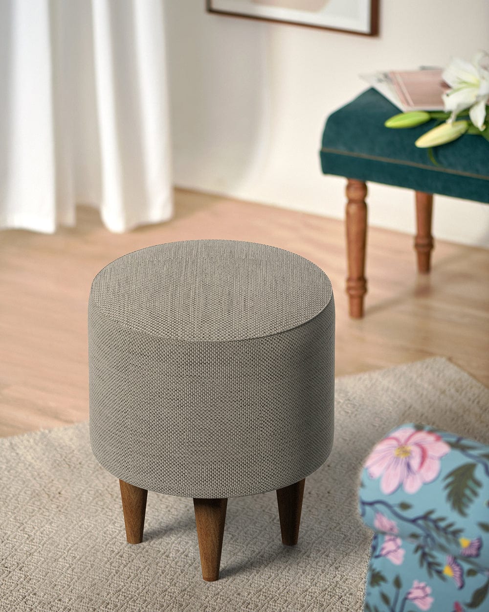 French Pouffe - Bangalore Grey