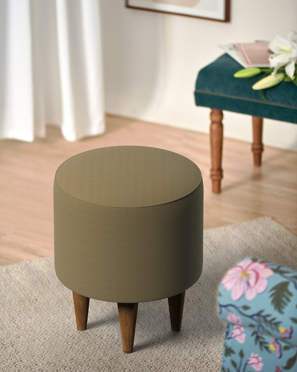 French Pouffe - Beach Beige