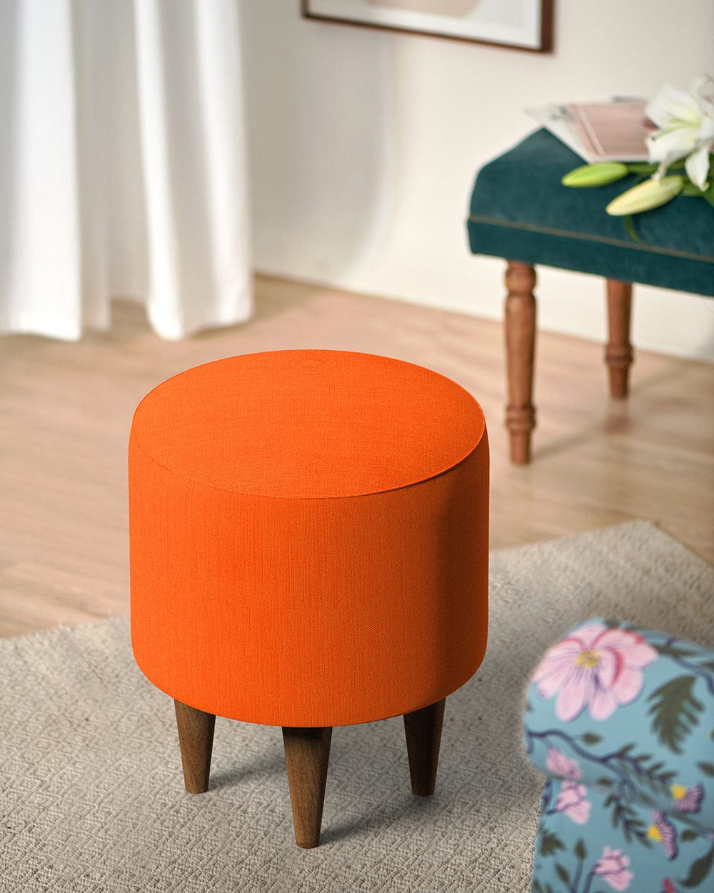 Chumbak French Pouffe - Carribean Coral