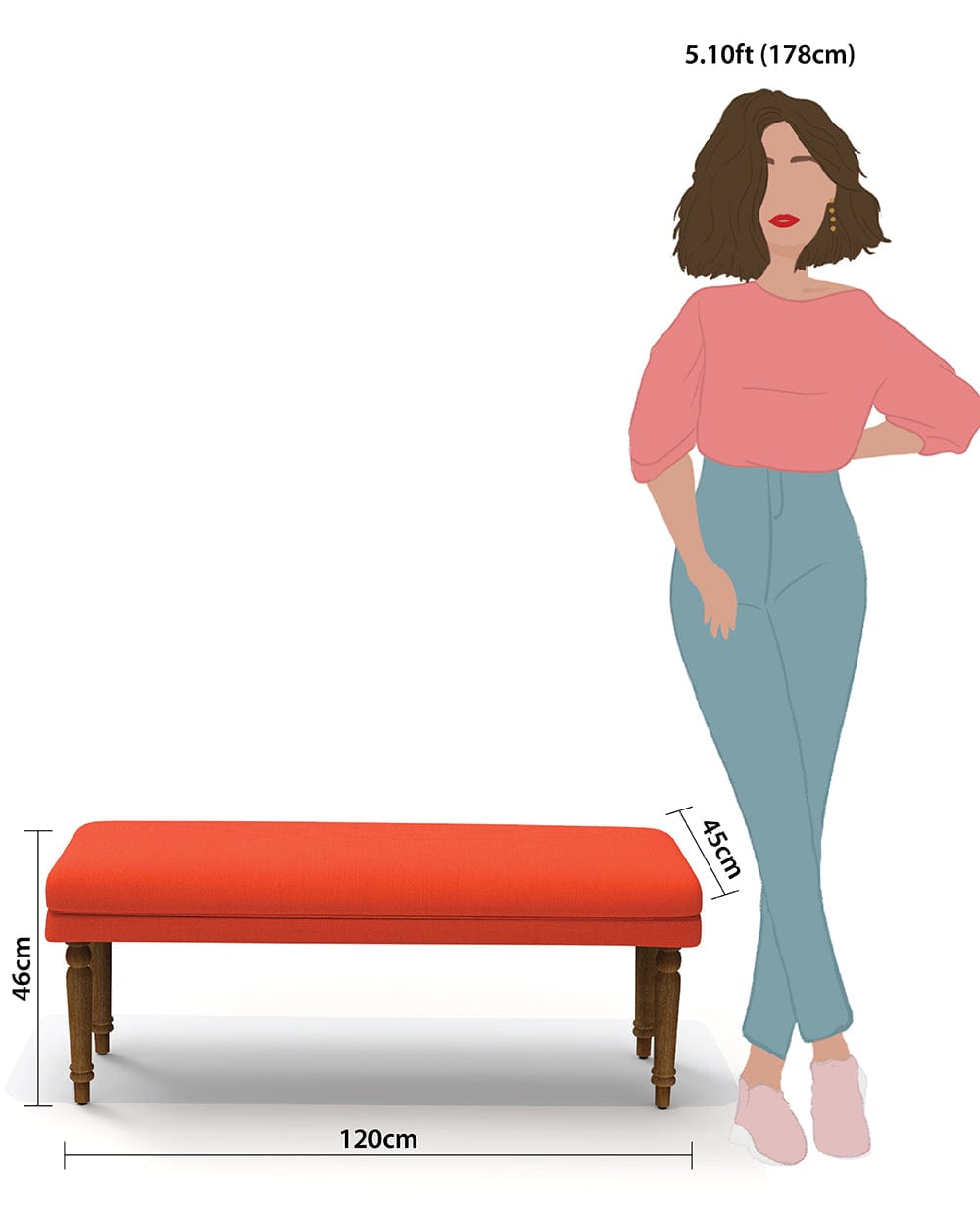 Chumbak Nawaab Bench - Carribean Coral