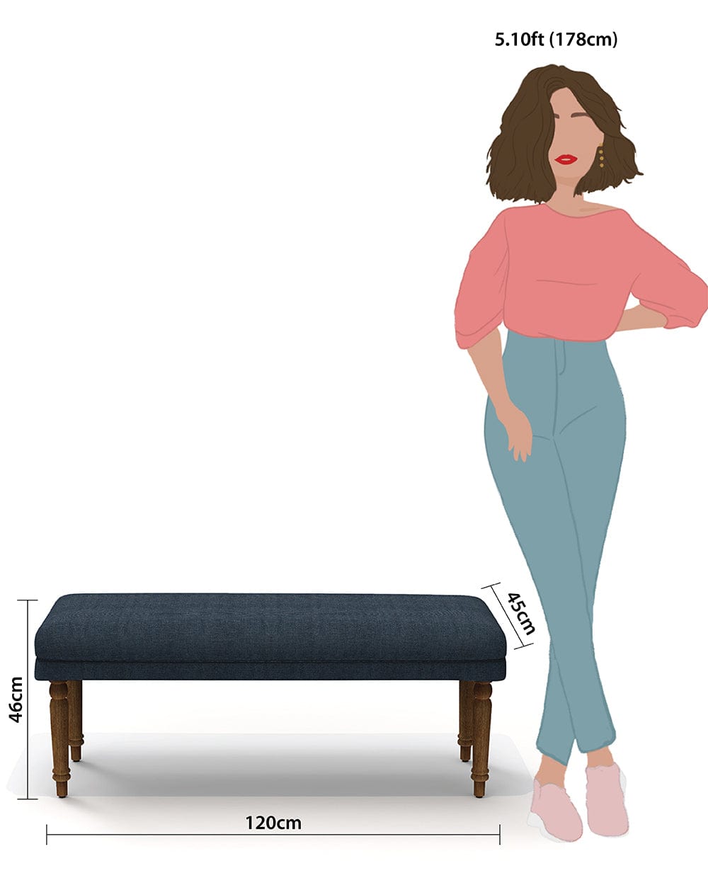 Chumbak Nawaab Bench - Sailor Blue