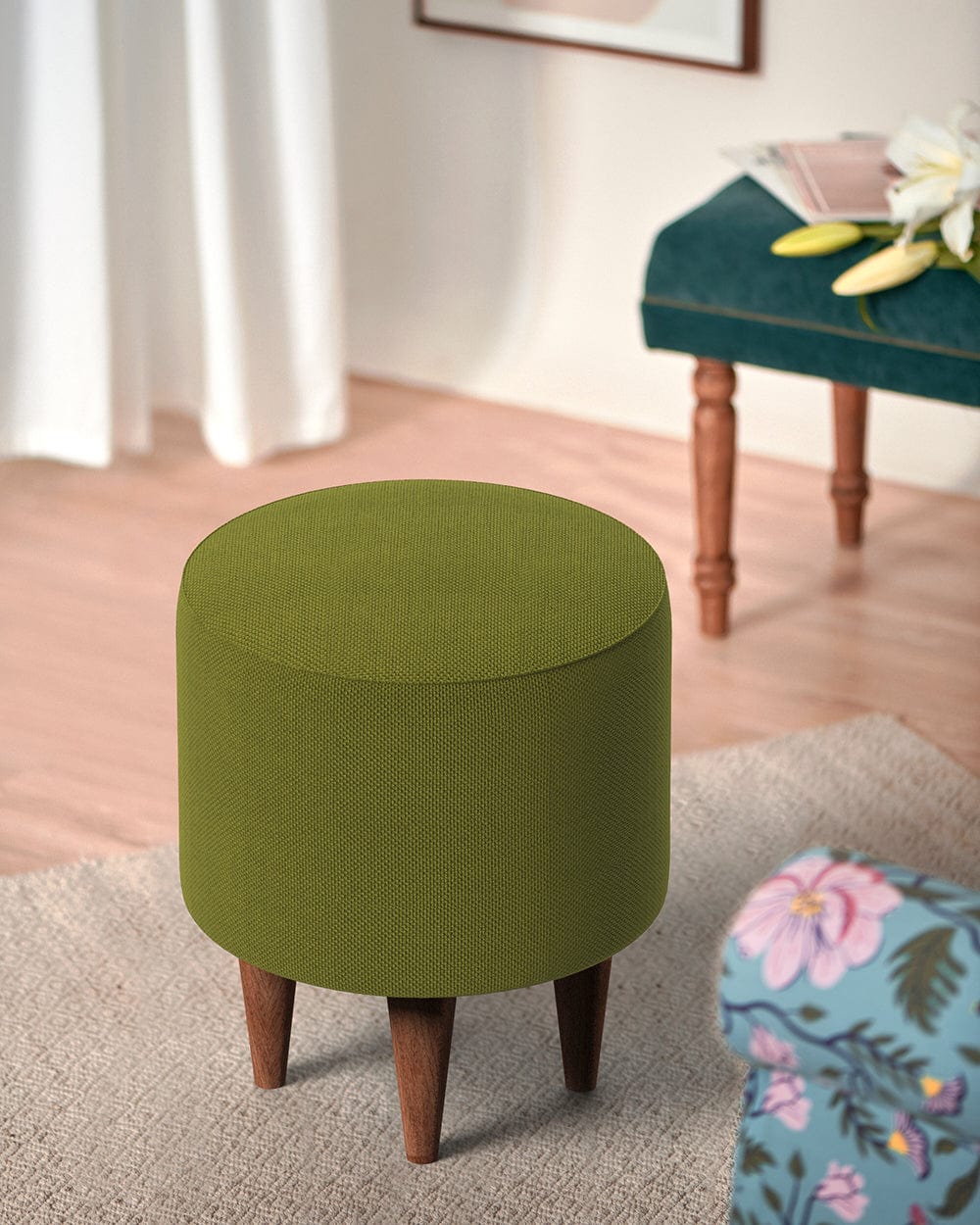 French Pouffe - Savanna Green