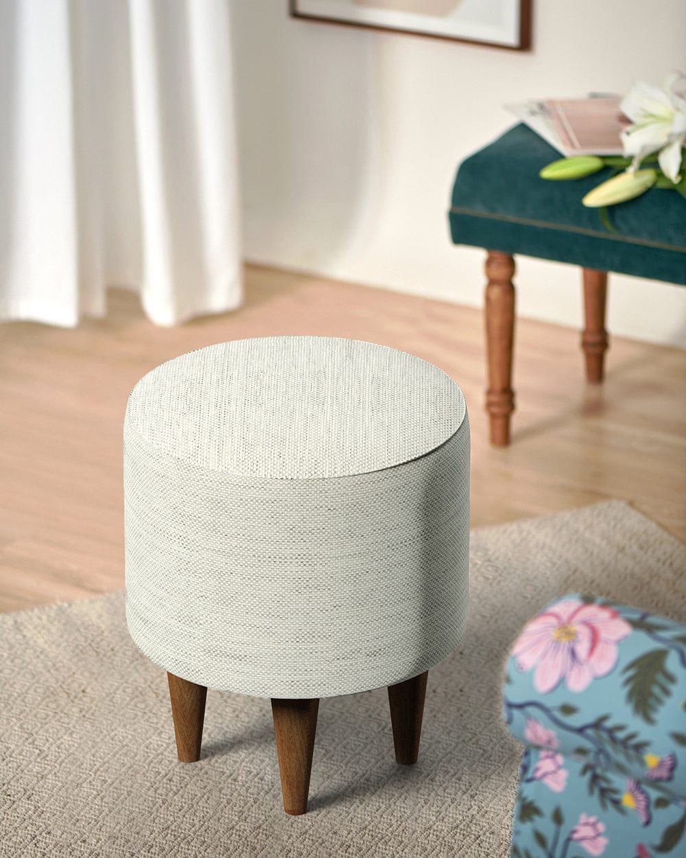 French Pouffe - Srilanka Ivory