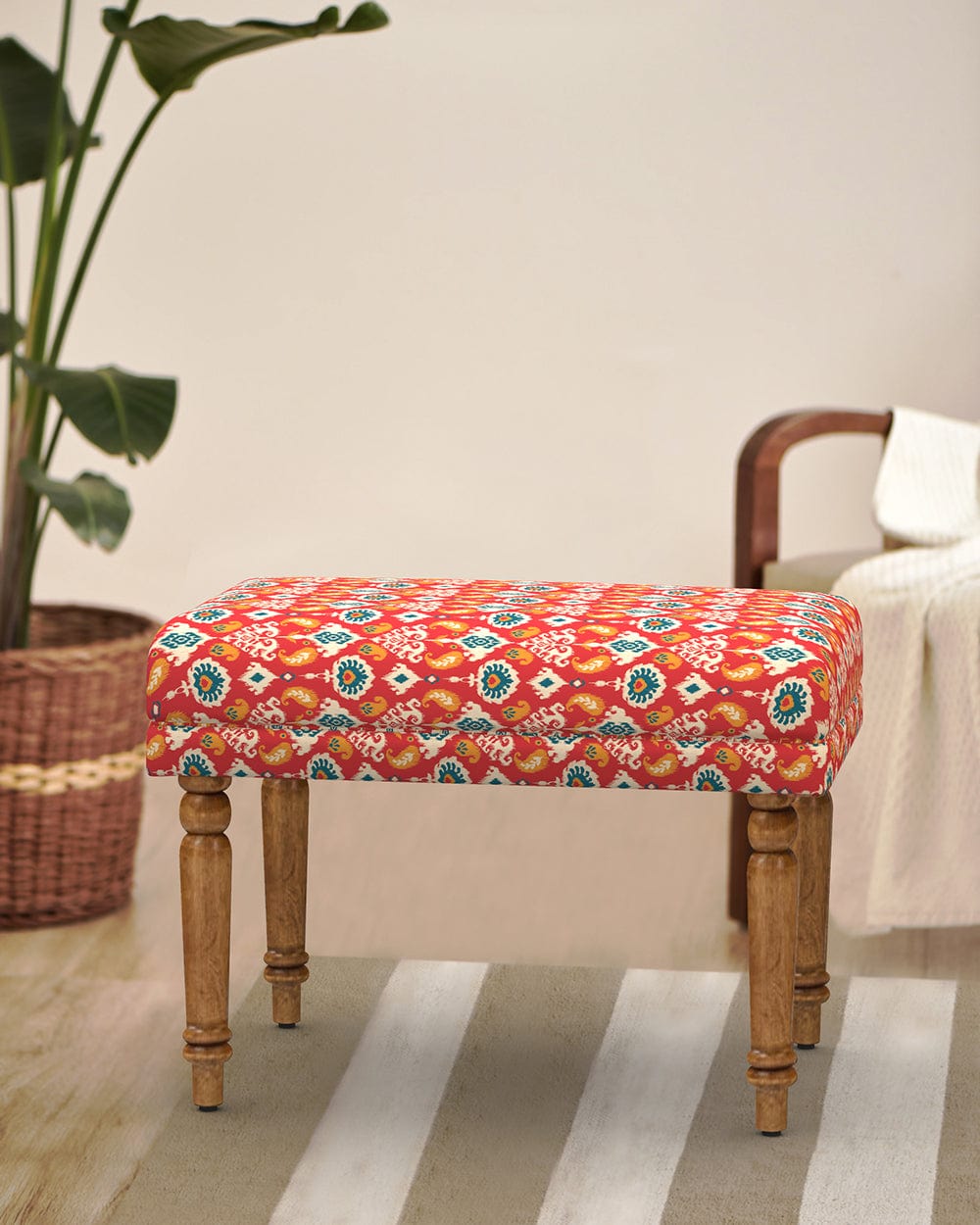 Nawaab Bench Small - Red Ikkat