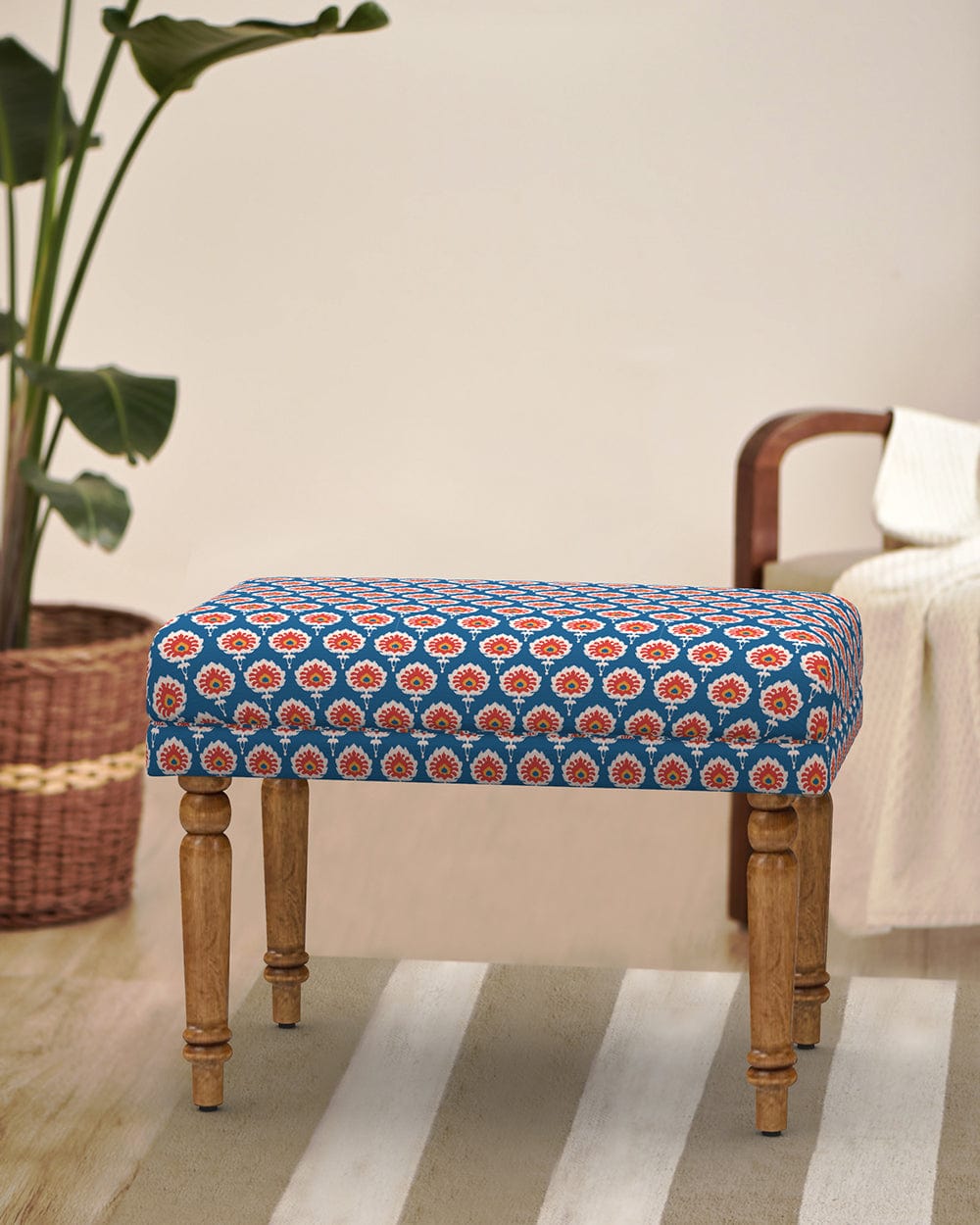 Chumbak Nawaab Bench Small - Blue Ikkat