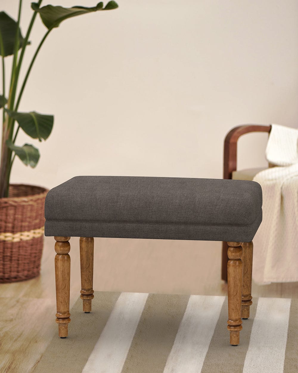 Chumbak Nawaab Bench Small - Brown Coal