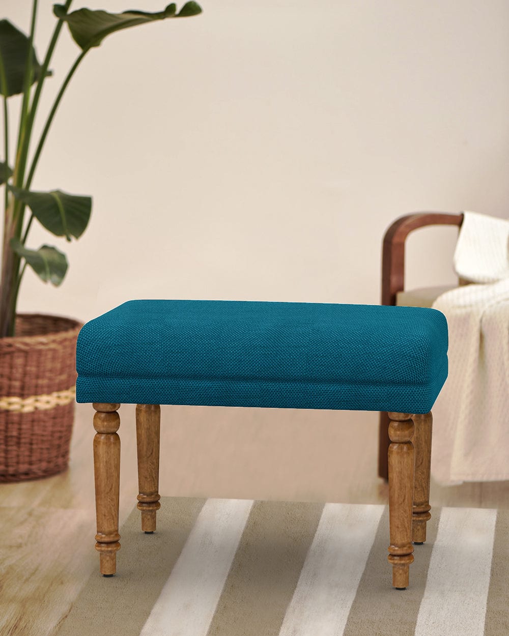 Chumbak Nawaab Bench Small - Mediterranian Blue