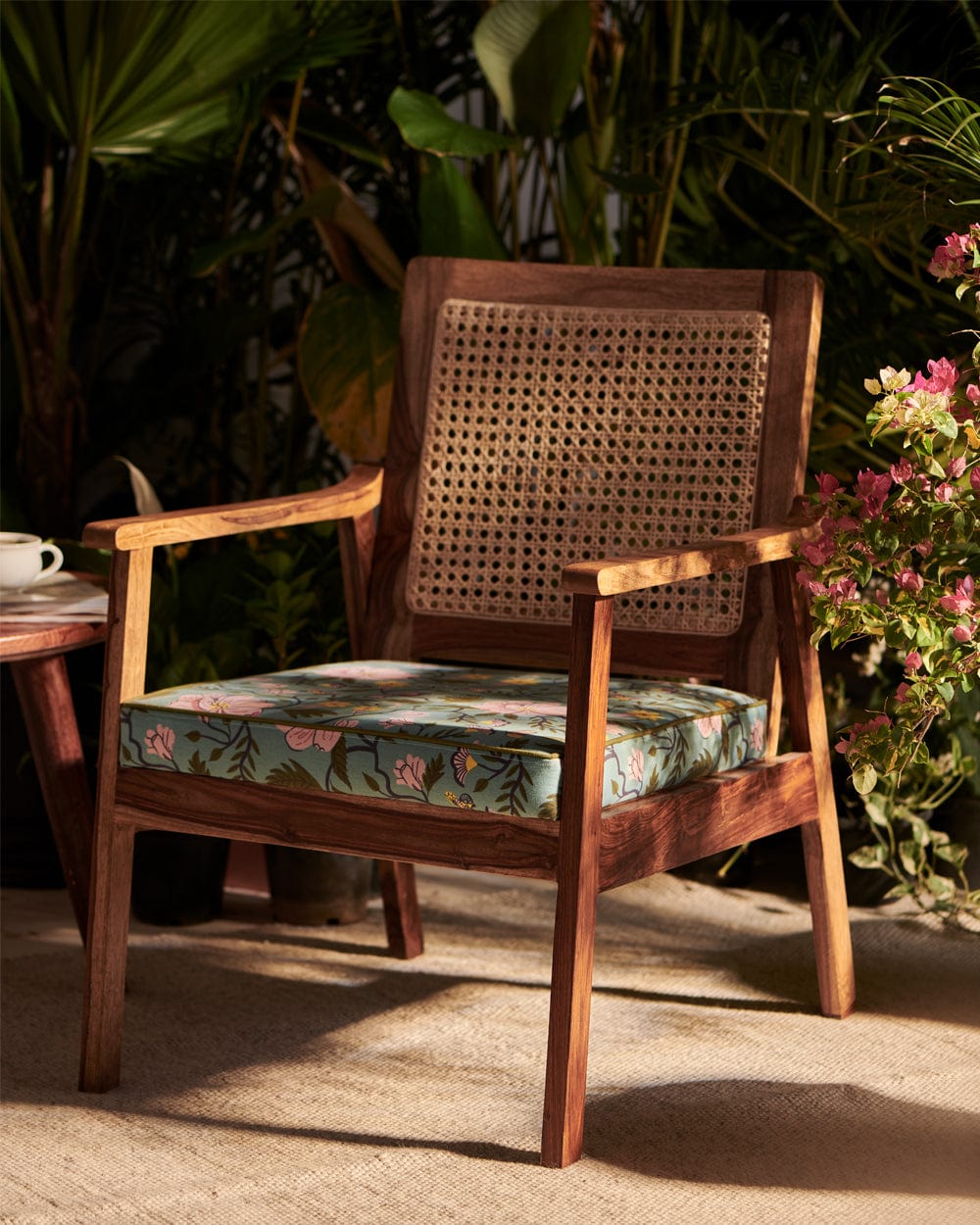 French Rattan Arm Chair -Spring Bloom