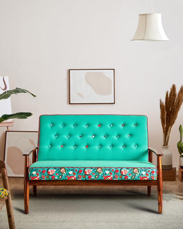 Chumbak Memsaab Loveseat - 2 Seater, Tuffted Teal