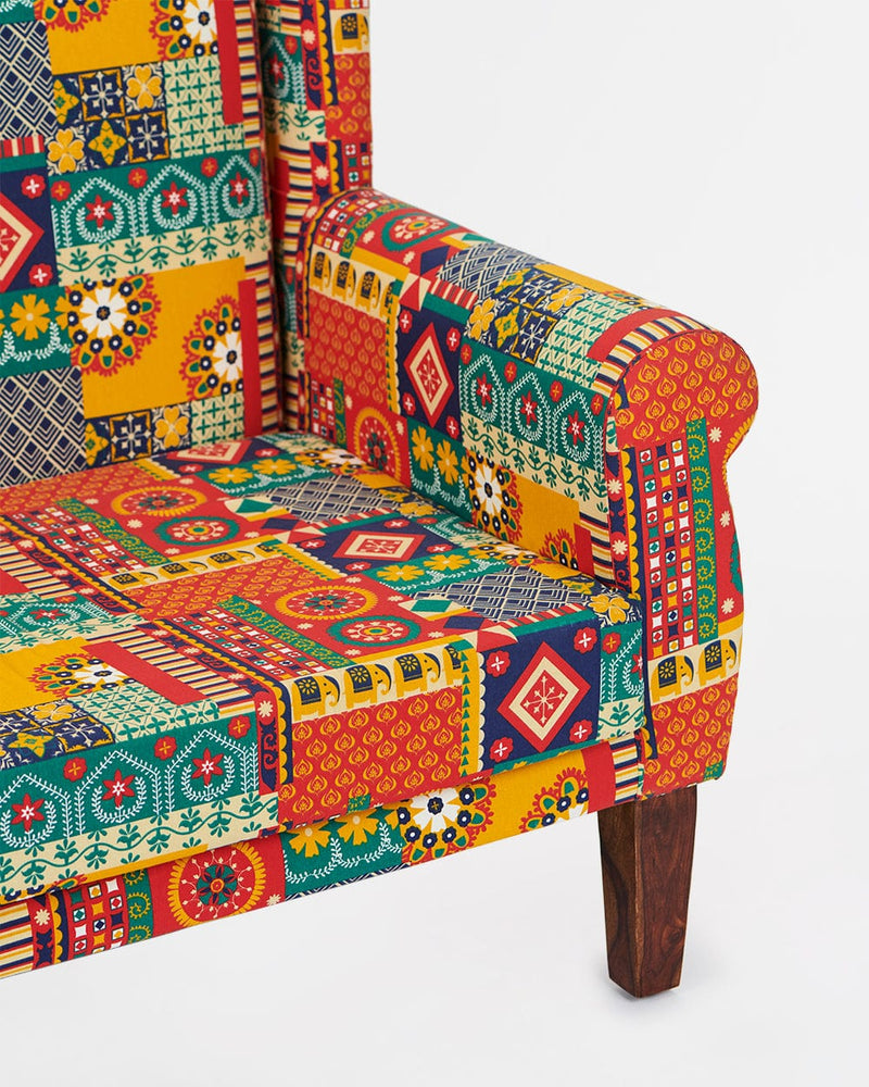 Chumbak Begum Loveseat - 2 Seater, Floral Swirls