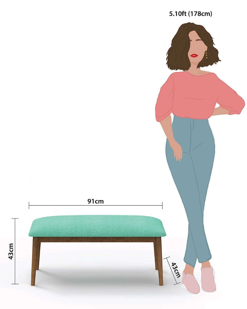 Chumbak Jodhpur Bench - Maldivian Teal