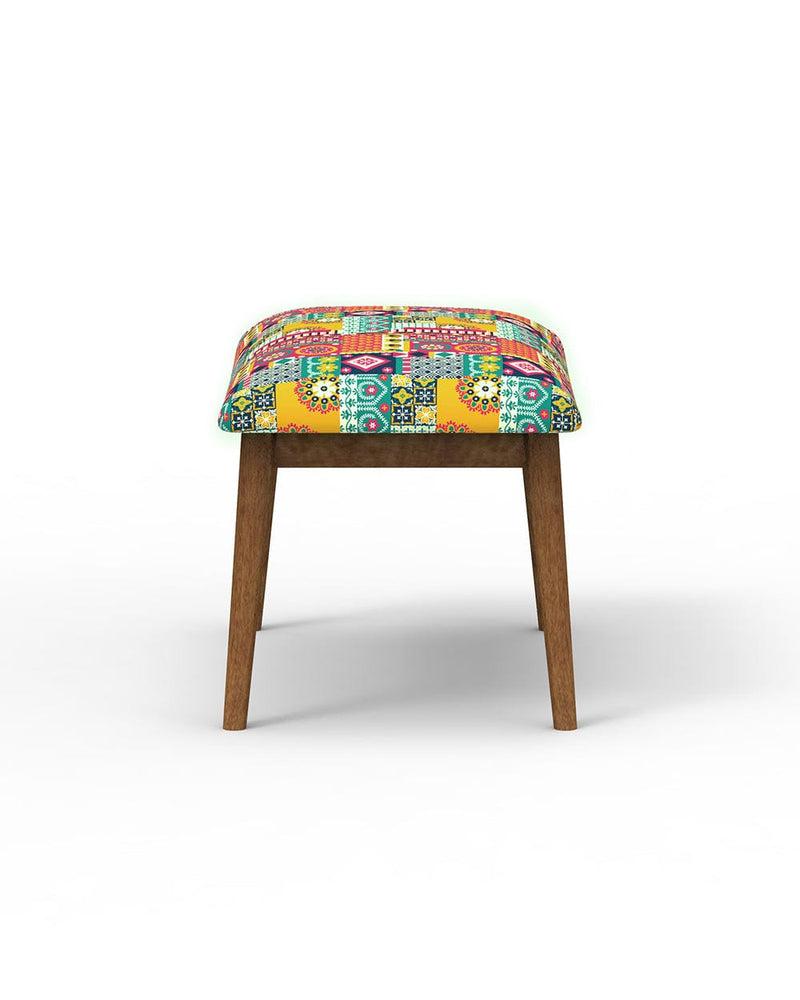Chumbak Jodhpur Bench Small- Floral Swirls Red