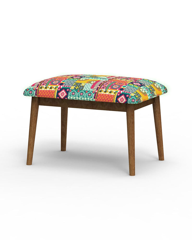 Chumbak Jodhpur Bench Small- Floral Swirls Red