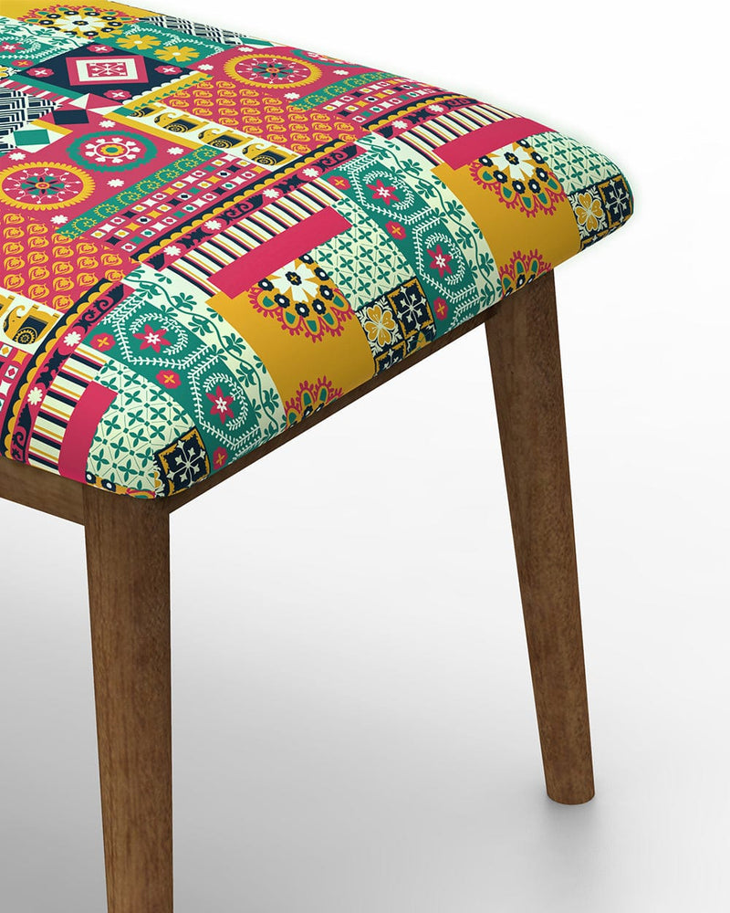 Chumbak Jodhpur Bench Small- Floral Swirls Red