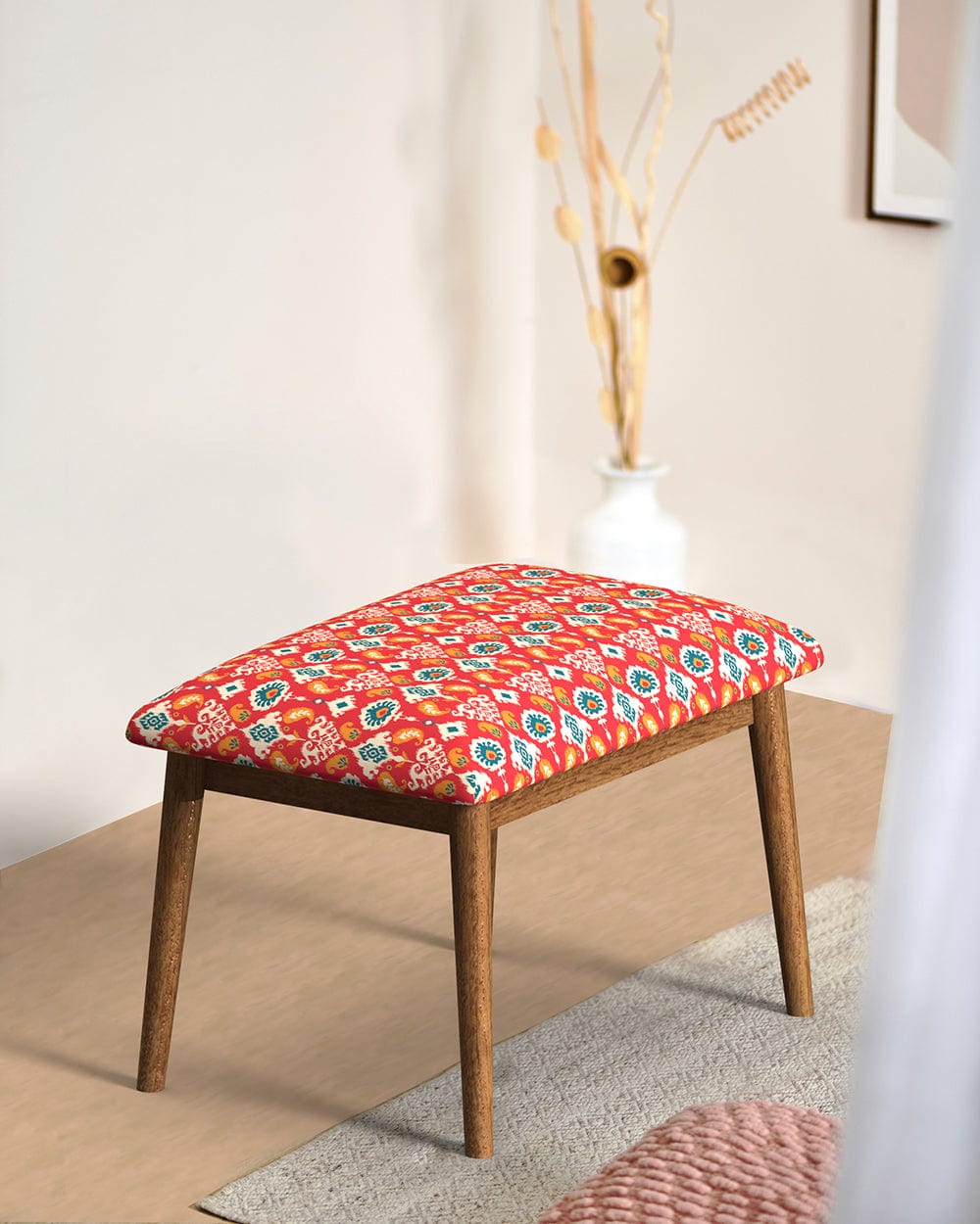 Chumbak Jodhpur Bench Small -Red Ikkat