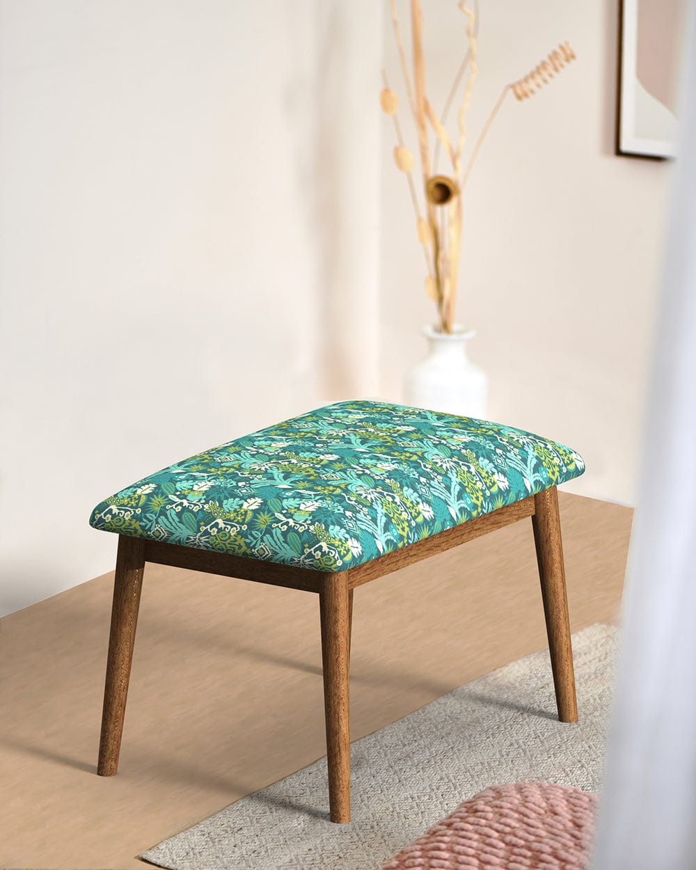 Chumbak Jodhpur Bench Small - Tropical Ikkat Green