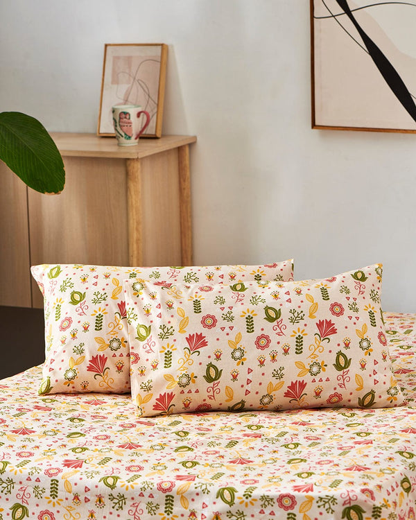 Chumbak TEAL by Chumbak Bahamas Beach Bedsheet - Queen size, 136TC, Peach