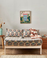 Chumbak TEAL by Chumbak Conifer Woods Owl bedsheet- Queen size, 136TC,Blue
