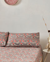Chumbak TEAL by Chumbak Conifer Woods Owl bedsheet- Queen size, 136TC,Grey