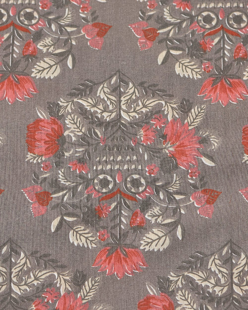 Chumbak TEAL by Chumbak Conifer Woods Owl bedsheet- Queen size, 136TC,Grey