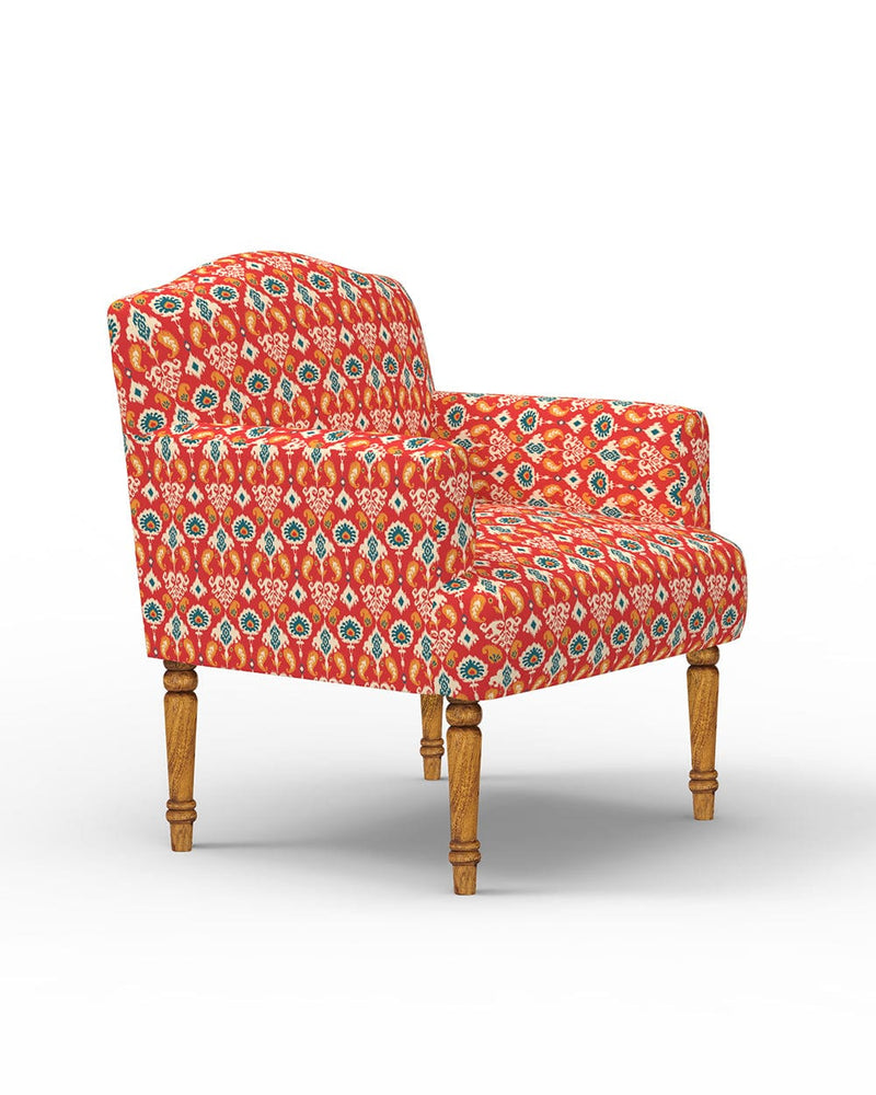Chumbak Nawaab Arm Chair - Red Ikkat