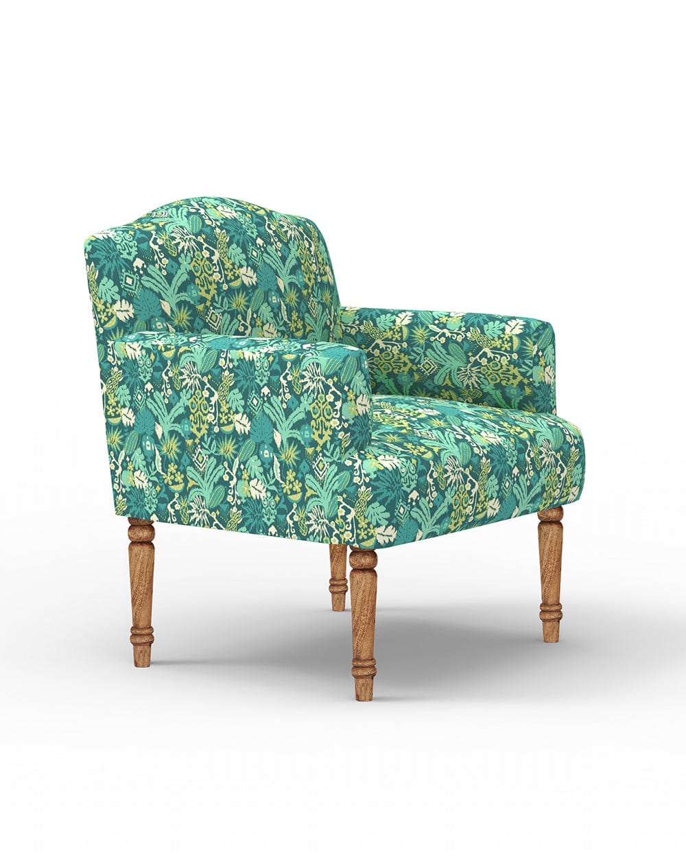Chumbak Nawaab Arm Chair - Tropical Ikkat Green