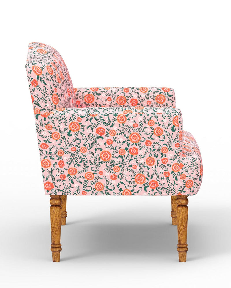 Chumbak Nawaab Arm Chair - Earthy Florals Peach