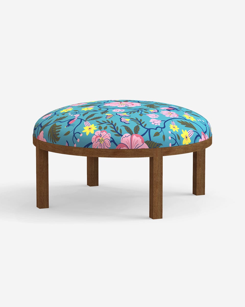 Chumbak Bohemian Ottoman - Spring Bloom Teal