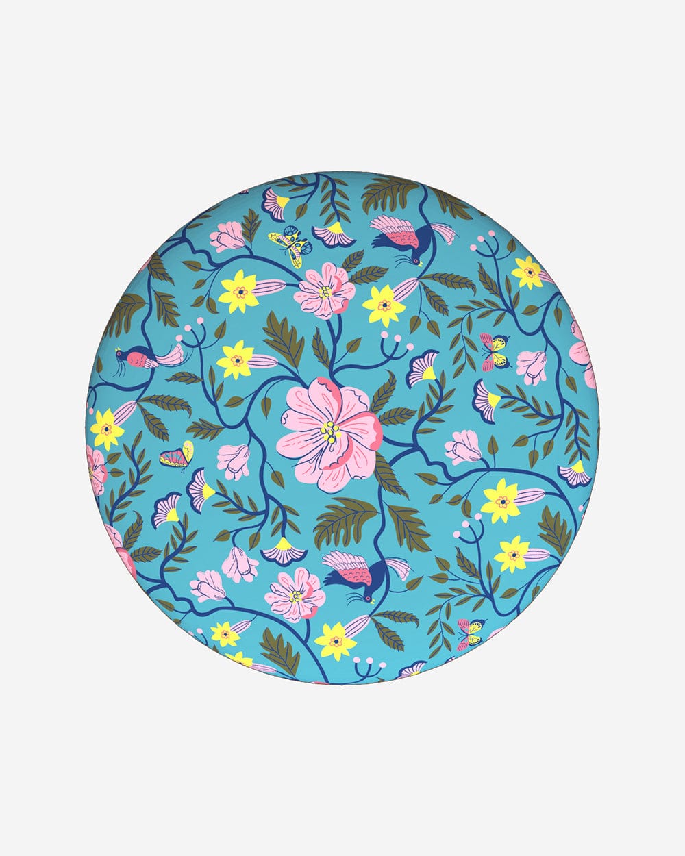 Chumbak Bohemian Ottoman - Spring Bloom Teal