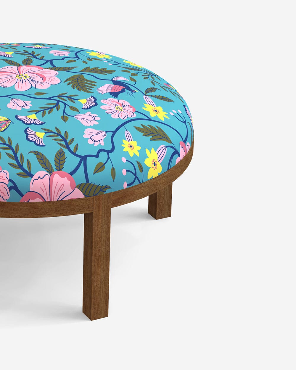 Chumbak Bohemian Ottoman - Spring Bloom Teal