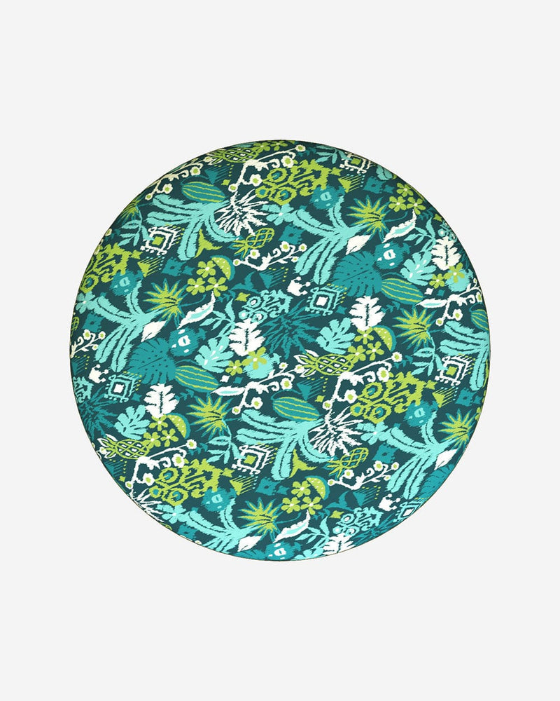 Chumbak Bohemian Ottoman - Tropical Ikkat Green