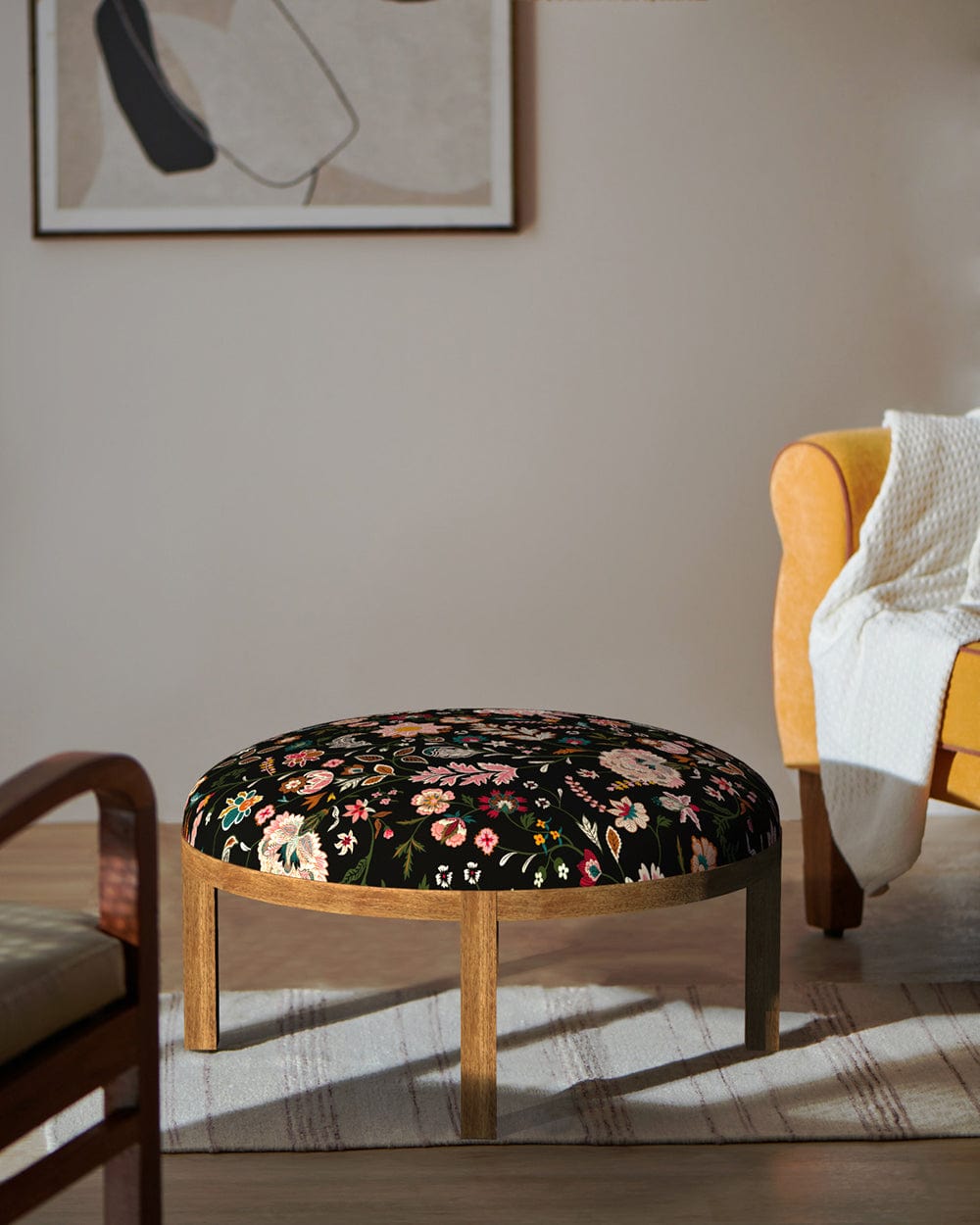 Bohemian Ottoman - Bohemian Palampore Black