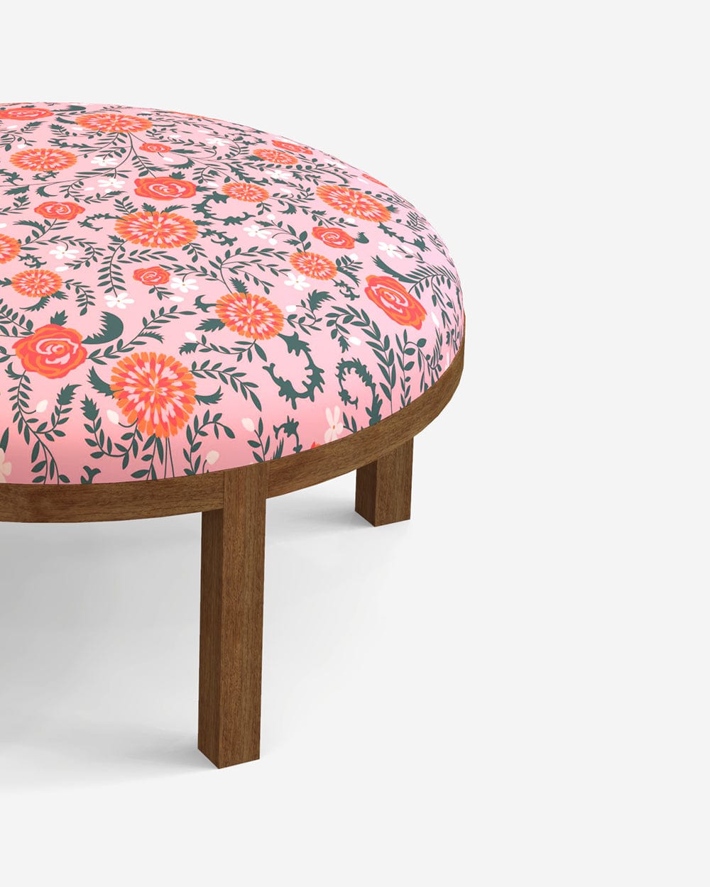 Chumbak Bohemian Ottoman - Earthy Florals Peach