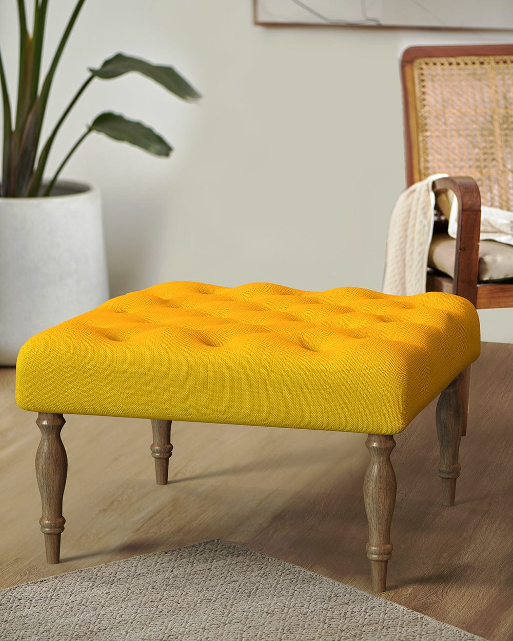 Chumbak English Ottoman - Sahara Mustard