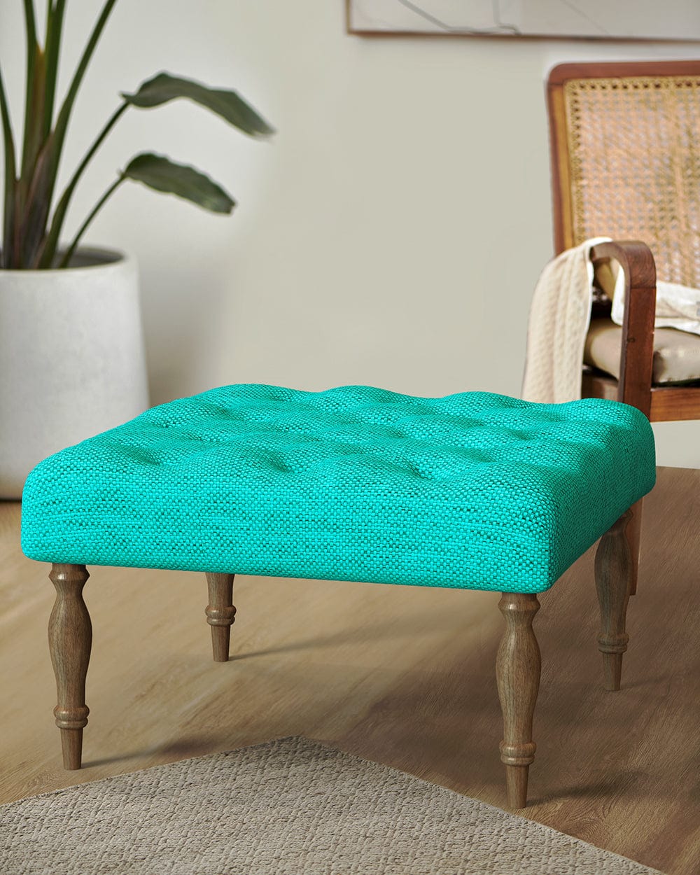 Chumbak English Ottoman - Maldivian Teal