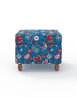 Chumbak Modern Trunk Storage Ottoman - India Paisleys Blue
