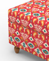 Chumbak Modern Trunk Storage Ottoman - Red Ikkat