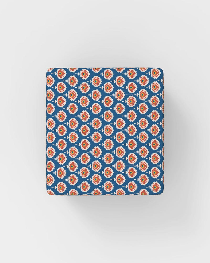 Chumbak Modern Trunk Storage Ottoman - Blue Ikkat