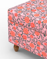 Chumbak Modern Trunk Storage Ottoman - Earthy Florals Peach