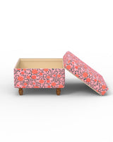 Chumbak Modern Trunk Storage Ottoman - Earthy Florals Peach