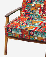 Chumbak Memsaab Arm Chair - Floral Swirls Red
