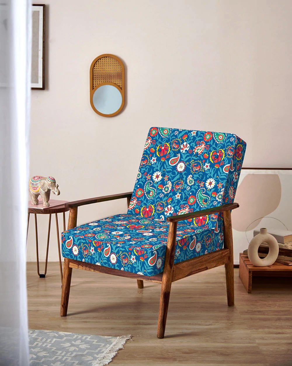 Memsaab Arm Chair - India Paisleys Blue