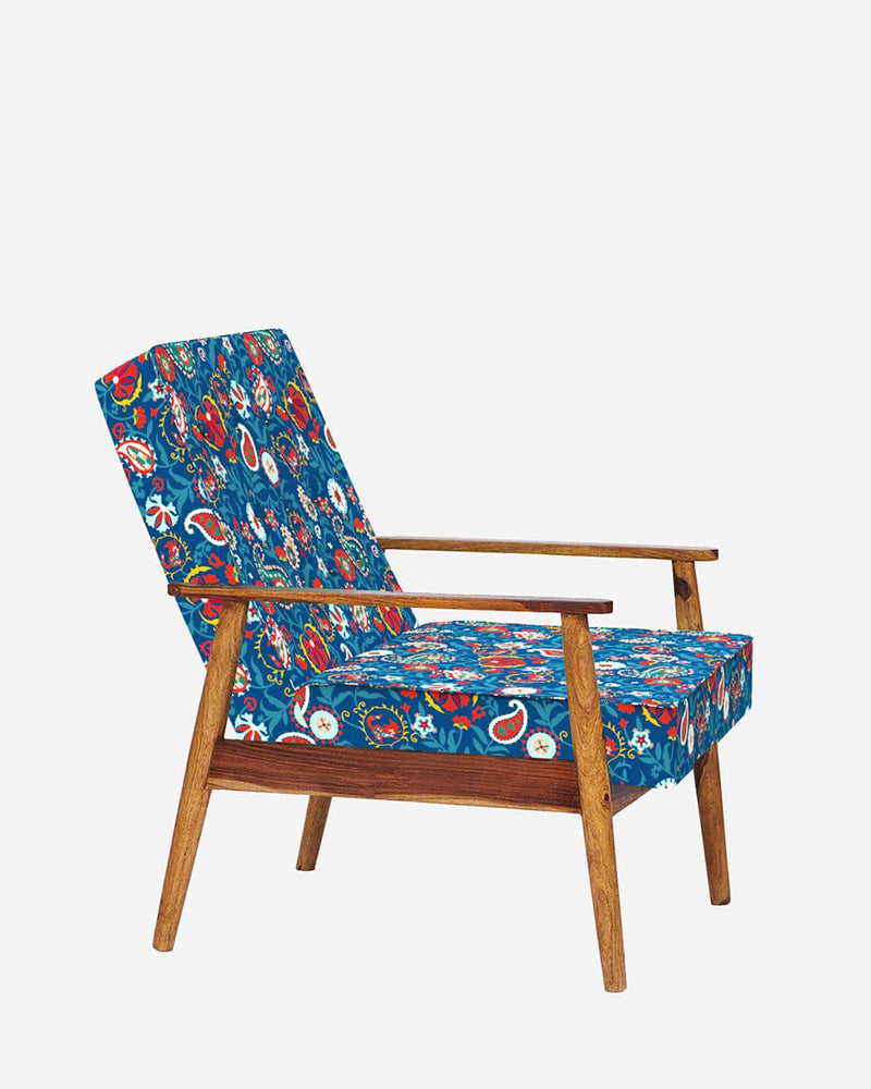 Chumbak Memsaab Arm Chair - India Paisleys Blue