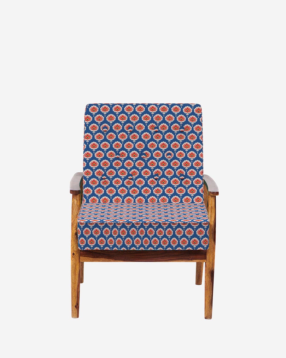 Chumbak Memsaab Arm Chair - Blue Ikkat