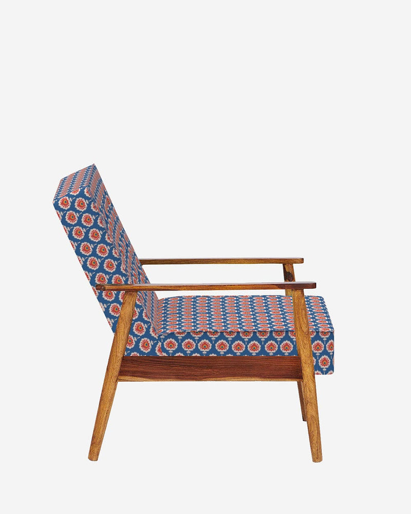 Chumbak Memsaab Arm Chair - Blue Ikkat