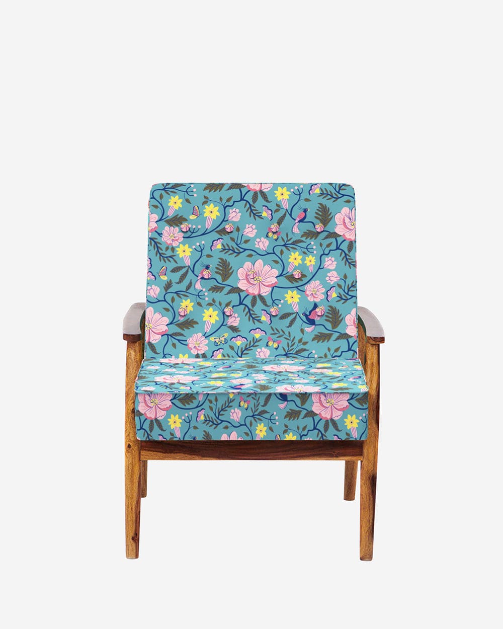 Chumbak Memsaab Arm Chair - Spring Bloom Teal