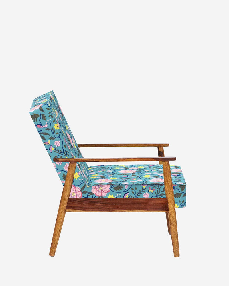 Chumbak Memsaab Arm Chair - Spring Bloom Teal