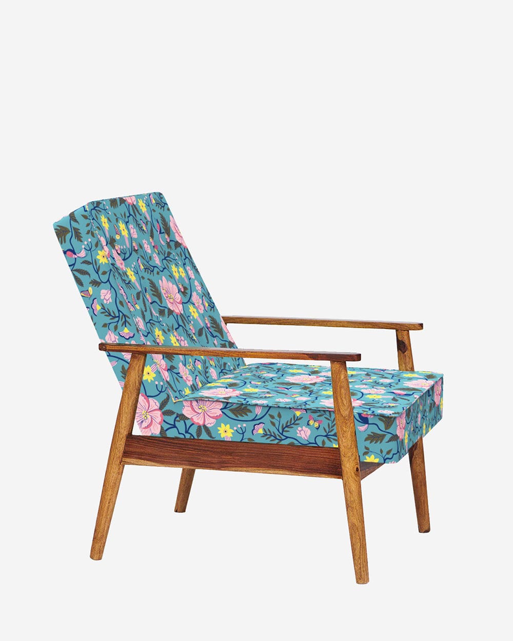 Chumbak Memsaab Arm Chair - Spring Bloom Teal