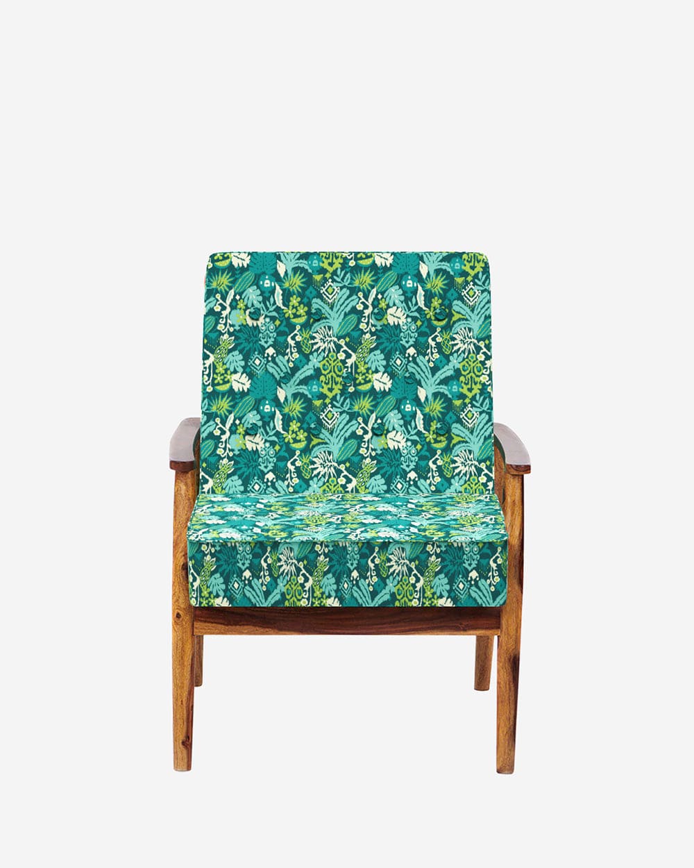Chumbak Memsaab Arm Chair - Tropical Ikkat Green